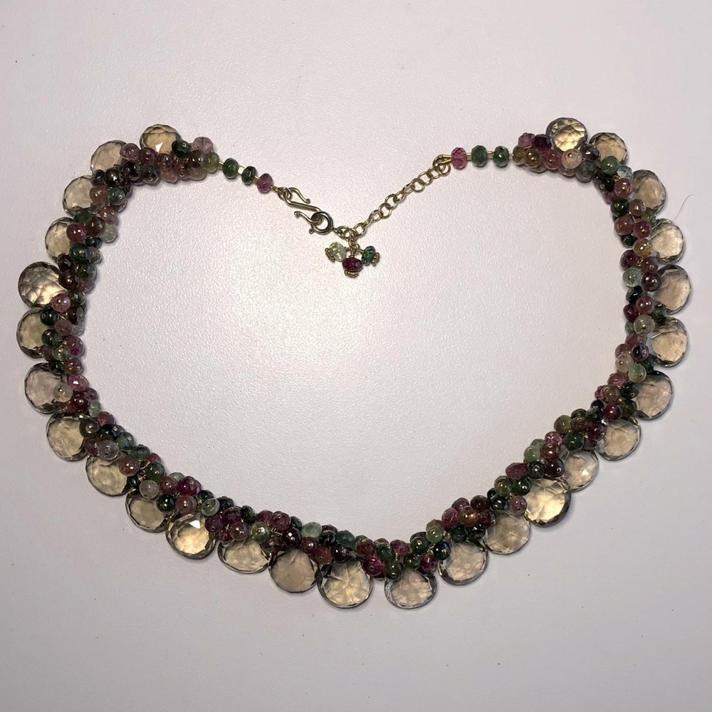 Tri-Tone Semiprecious Gemstone Necklace with Case